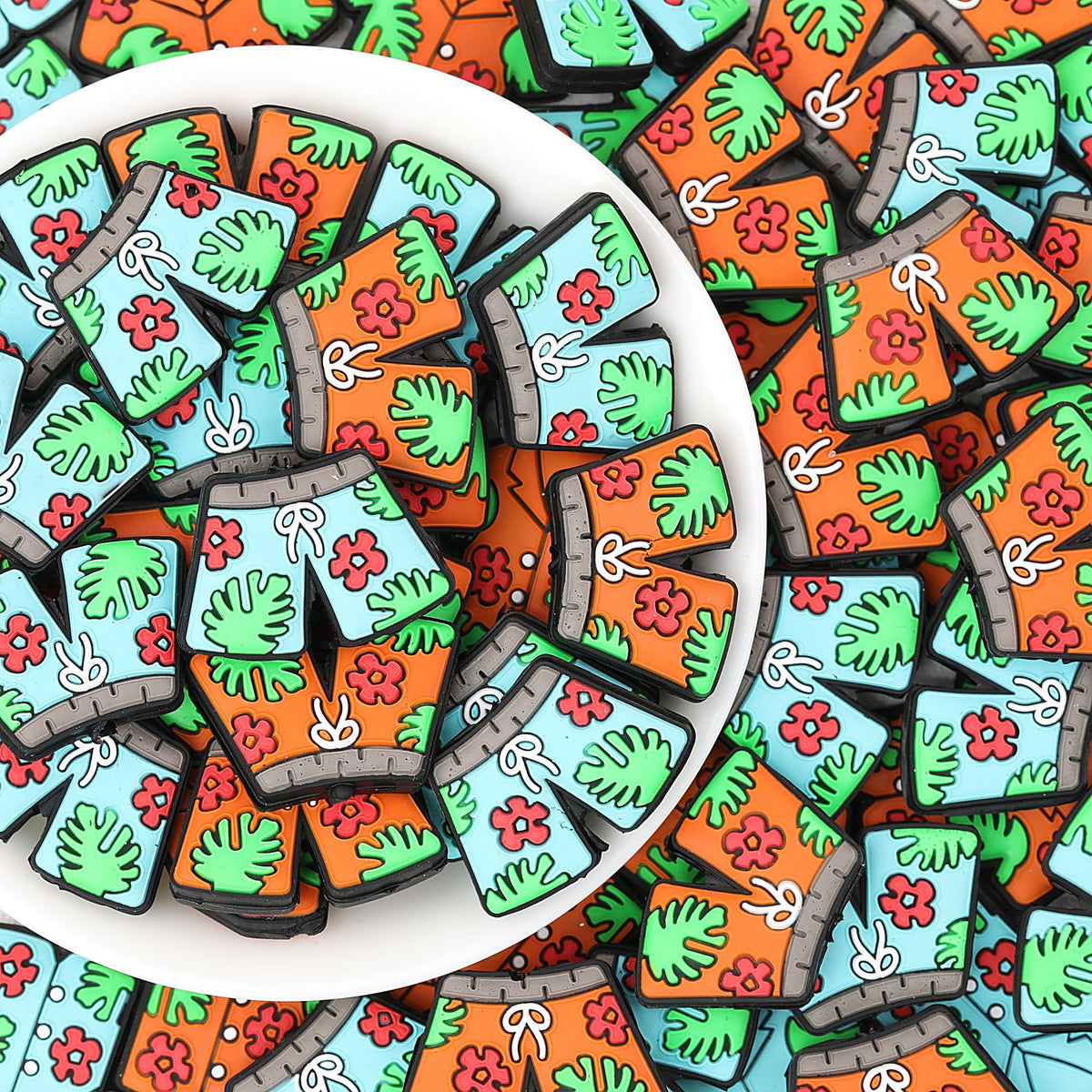 Summer Style Silicone Focal Beads Tropical Shorts Pattern 20pcs