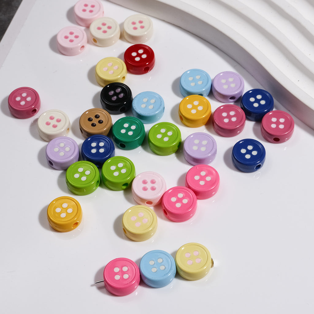 Painted Button Acrylic Beads 12mm Glossy Baked Paint 50pcs 4