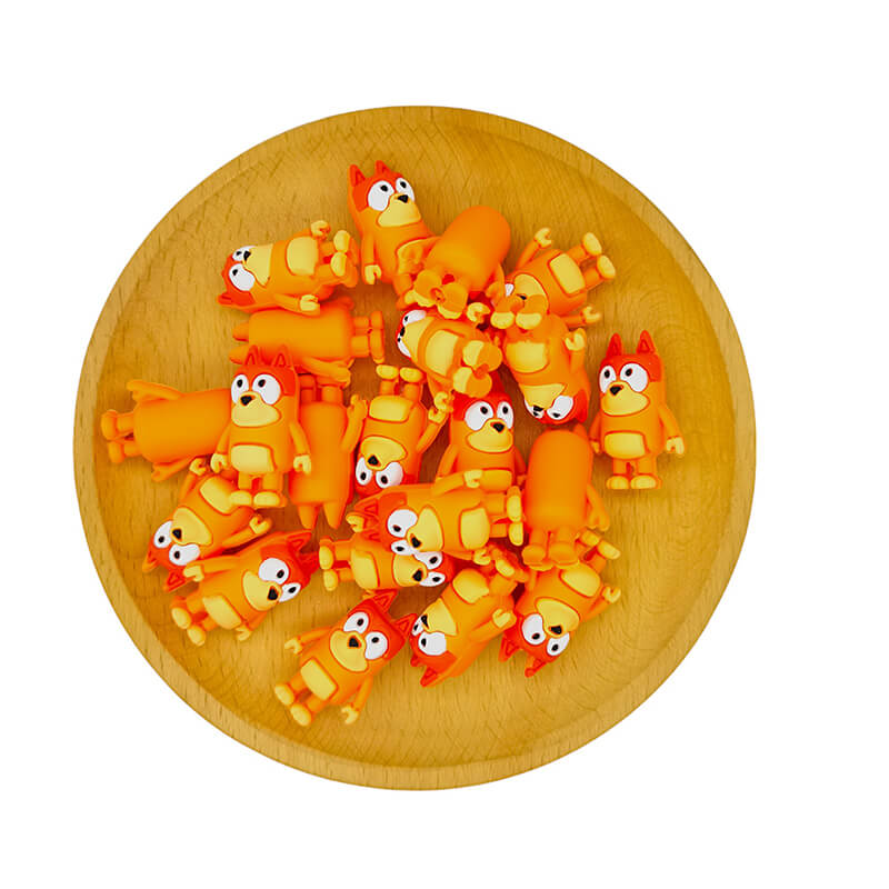 Silicone 3D Focal Beads Orange Puppy Standing Pose 2