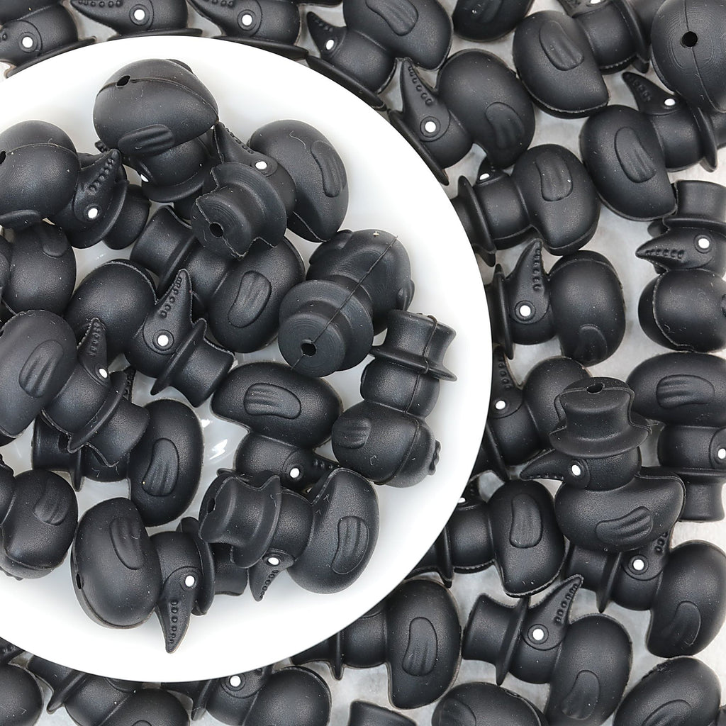 3D Black Crow Hat Silicone Focal Beads 20pcs