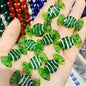 Lampwork Glass Beads Candy Shape 15x28mm Transparent Polka Dotted Stripe 4pcs 9