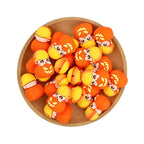 Silicone 3D Focal Beads Halloween Pumpkin Dolls Yellow Hats 20pcs 3