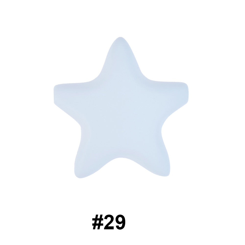 Star Shaped 45mm Silicone Beads Smooth Surface 50pcs 14