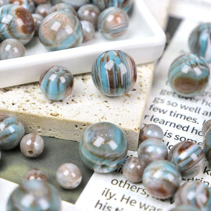 Impressionist Style 16mm Round Resin Beads Monet Oil Painting Effect 100pcs 8