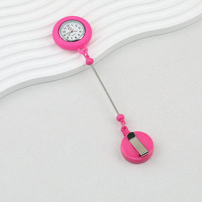 Beadable Retractable Badge Reel Watch Glow In The Dark Silicone Case Easy Pull Buckle - rose red