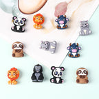 Silicone 3D Focal Beads Animal Panda Lion Sloth Hippopotamus Cow Sitting Pose 20Pcs 3