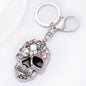 Diamond Rhinestone Skull Keychain Polished Metal Edgy Design 7