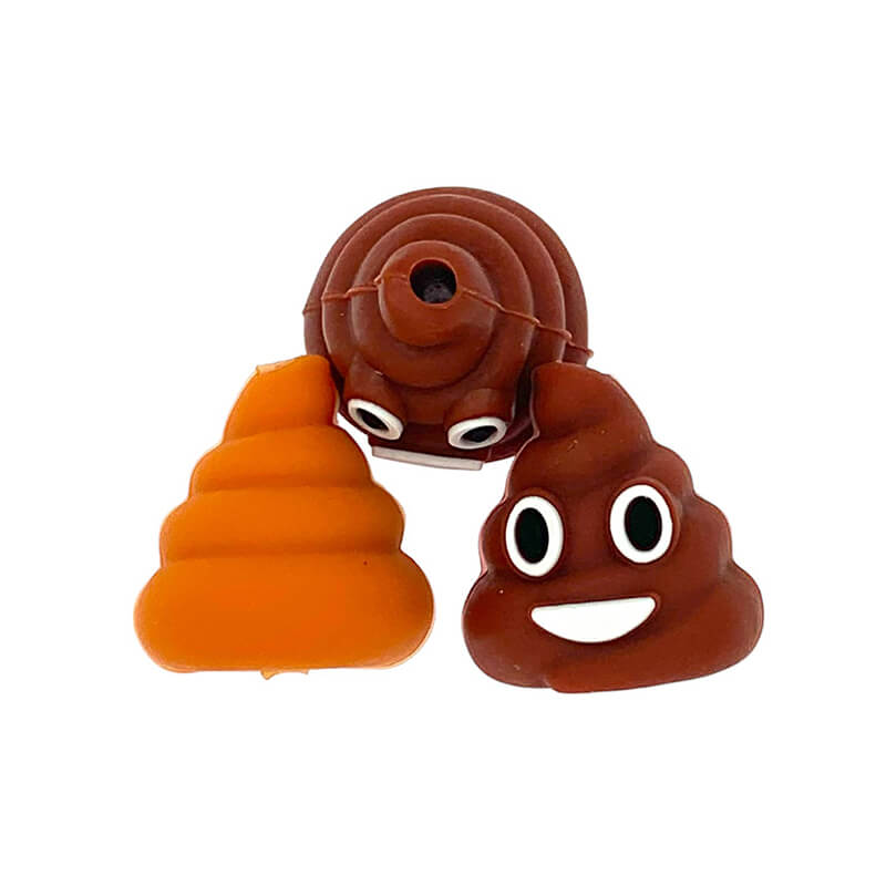 Silicone 3D Focal Beads Poop Light Brown Cheeky Smile