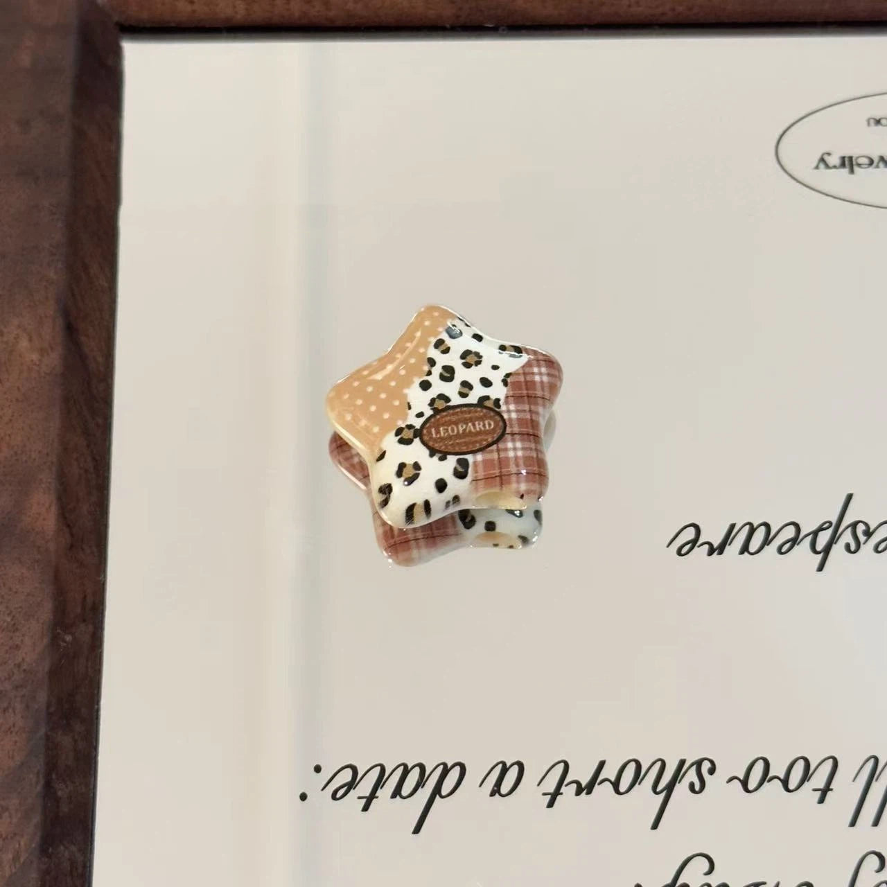 Vintage Leopard Star Acrylic Beads 25mm Animal Print Mixed 10pcs 2