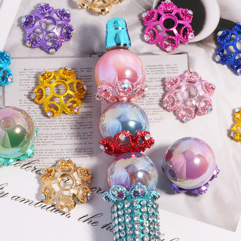 17mm Hollow Snowflake Alloy Rhinestone Spacer Beads 10pcs