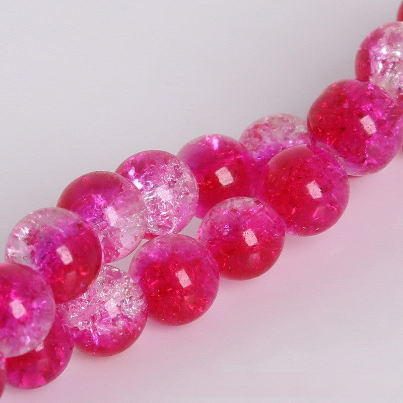 Crackle Round Glass Beads 8mm Glossy Fractured Texture Mixed Colors 50pcs 12