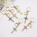 Handmade Acrylic Flower Cross Keychain Creative Pastel Colors
