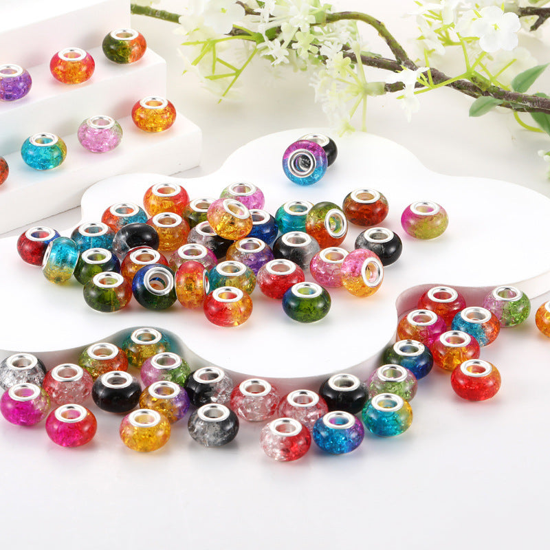 Acrylic Round Spacer Beads 14mm Gradient Two-Color Imitation Crack 100pcs 2