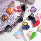 Clear Two-Tone Heart Acrylic Beads 18mm Glossy Enamel Finish 20pcs 3