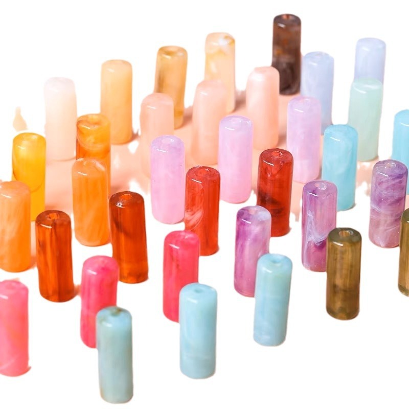 Acrylic Tube Beads 8x20mm Pastel Marbled Soft Glow 10pcs 5