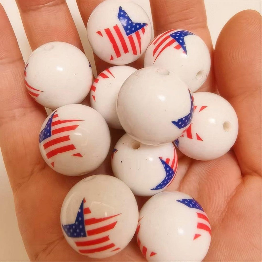 Patriotic Star Shape 20mm Bubblegum Acrylic Beads 10pcs 3