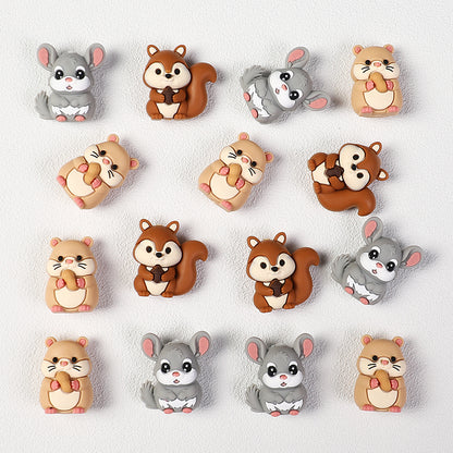 3D Cute Rodent Silicone Focal Beads Hamster Chinchilla Squirrel 20pcs 3
