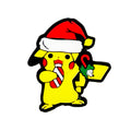 Silicone Focal Beads Christmas Pikachu Wearing Santa Hat Holding Candy Cane 20pcs