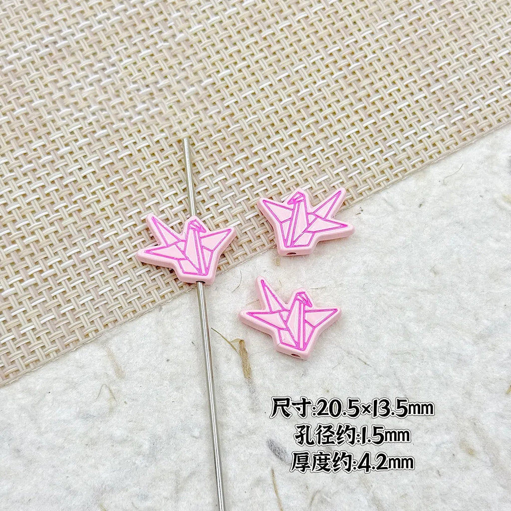 Folded Paper Crane Metal Beads 20mm Spray Painted Colorful Alloy 15