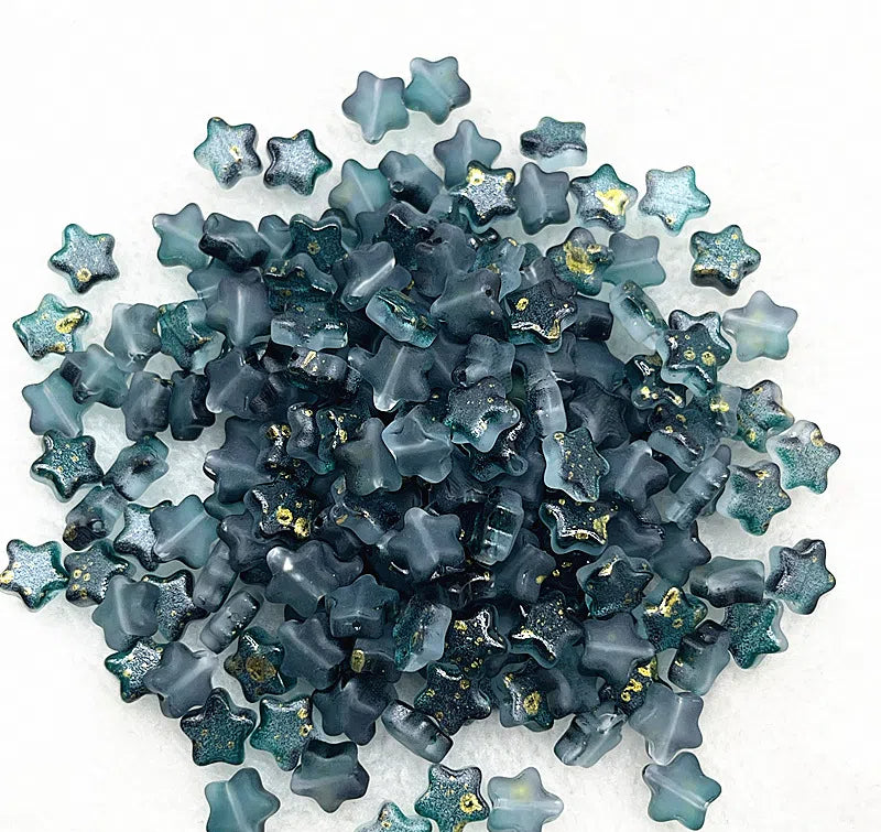 Pentagonal Star Glass Beads 8mm Transparent Pastel Colors 30pcs 24