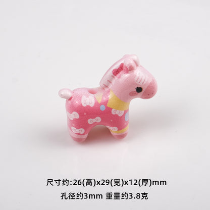 Colorful Pony Shaped Acrylic Beads 26x29x12mm Hole 3mm 20pcs 7