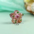 Lampwork Glass Beads Five Petal Flower 14mm Vintage Foil Filled 10pcs 6