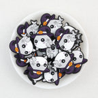Shark Witch Hat Silicone Focal Beads Wholesale, Halloween Pumpkin Design