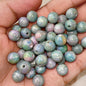 Oil Painting Gradient Resin Beads 10mm Round Opal Glitter 100pcs 5