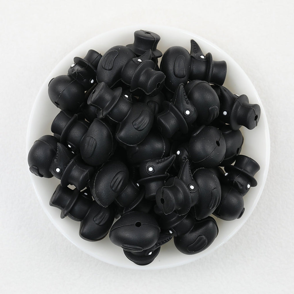3D Black Crow Hat Silicone Focal Beads 20pcs