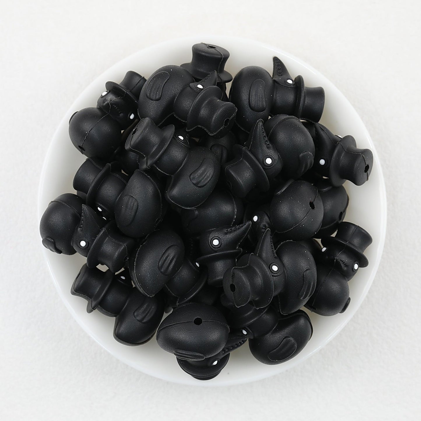 3D Black Crow Hat Silicone Focal Beads 20pcs