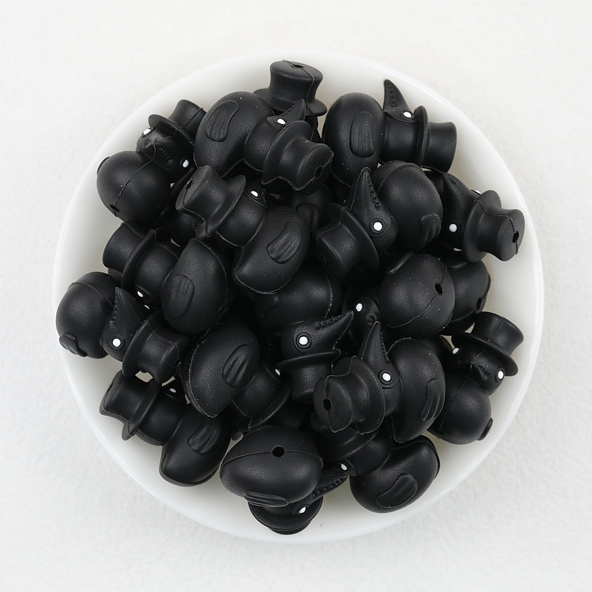 3D Black Crow Hat Silicone Focal Beads 20pcs