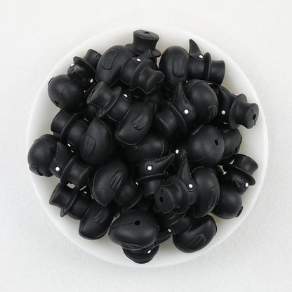 3D Black Crow Hat Silicone Focal Beads 20pcs
