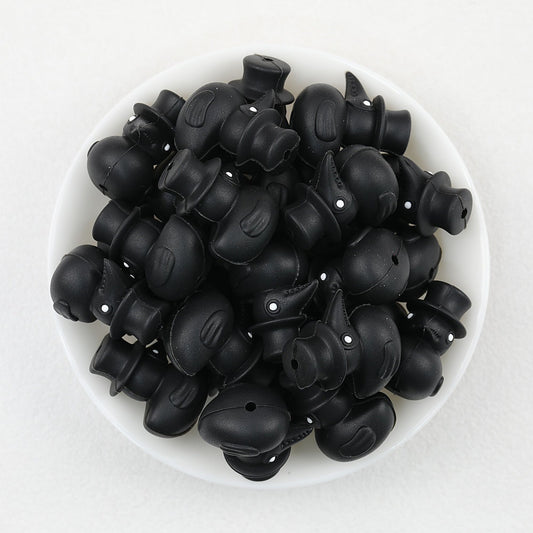 3D Black Crow Hat Silicone Focal Beads 20pcs