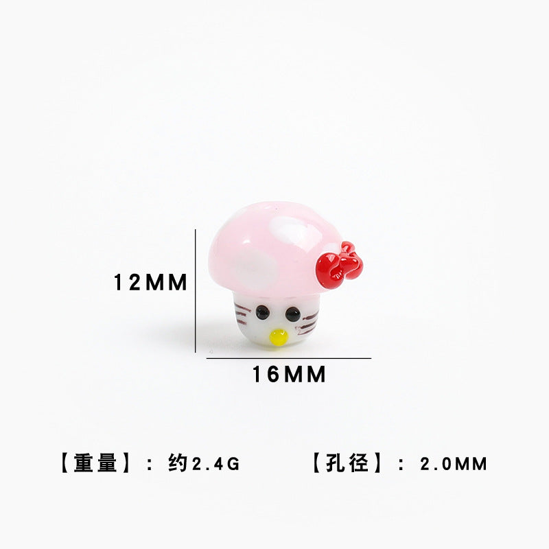 Cartoon Mushroom Shaped Glass Beads 12x16mm 5pcs 6