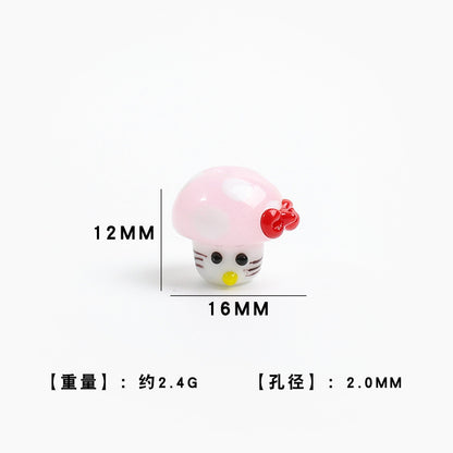 Cartoon Mushroom Shaped Glass Beads 12x16mm 5pcs 6
