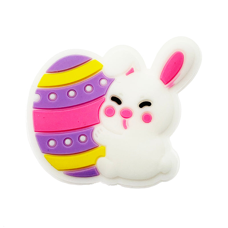 Silicone Focal Beads Easter Rabbit Holding Egg 20pcs