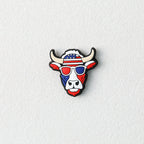 USA Independence Day Bull Head Silicone Focal Beads Red Blue 20pcs