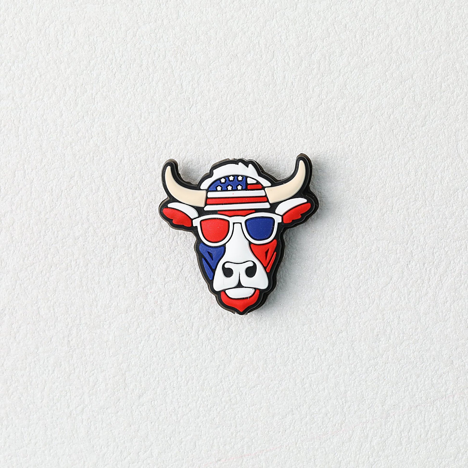 USA Independence Day Bull Head Silicone Focal Beads Red Blue 20pcs