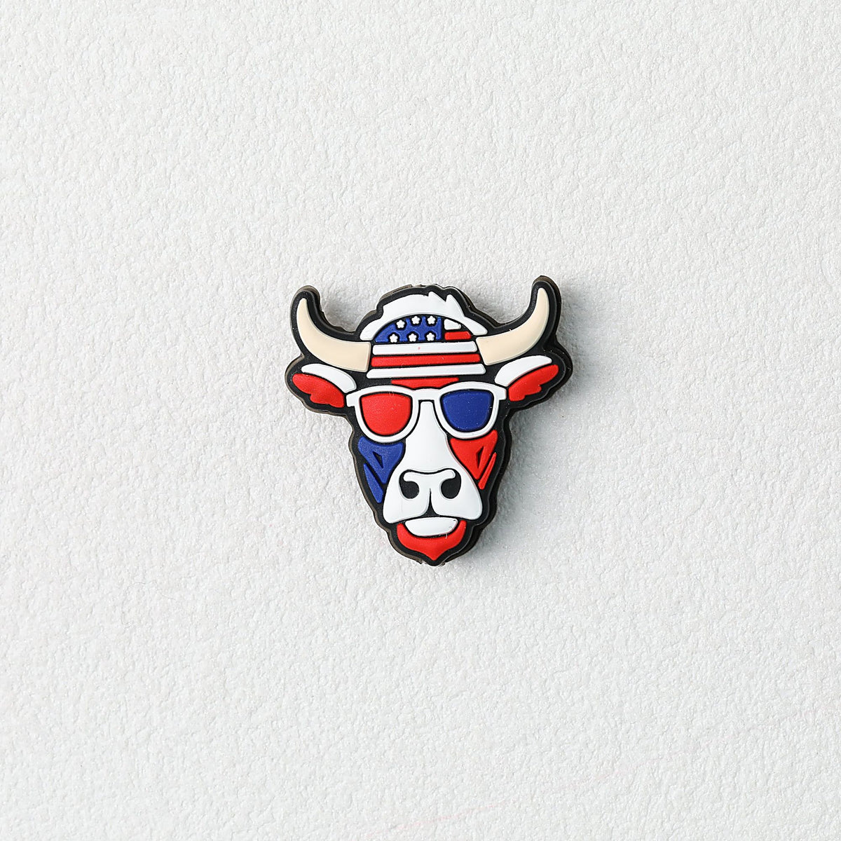 USA Independence Day Bull Head Silicone Focal Beads Red Blue 20pcs