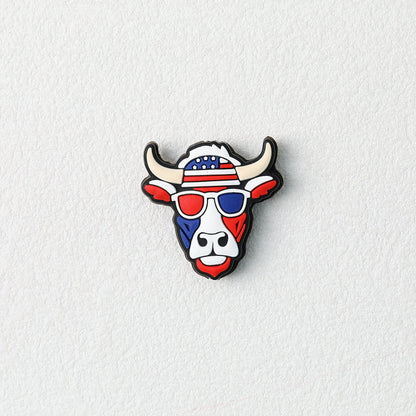 USA Independence Day Bull Head Silicone Focal Beads Red Blue 20pcs