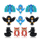 3D Bird Silicone Focal Beads Owl Peacock Cute Animal Charms 20pcs