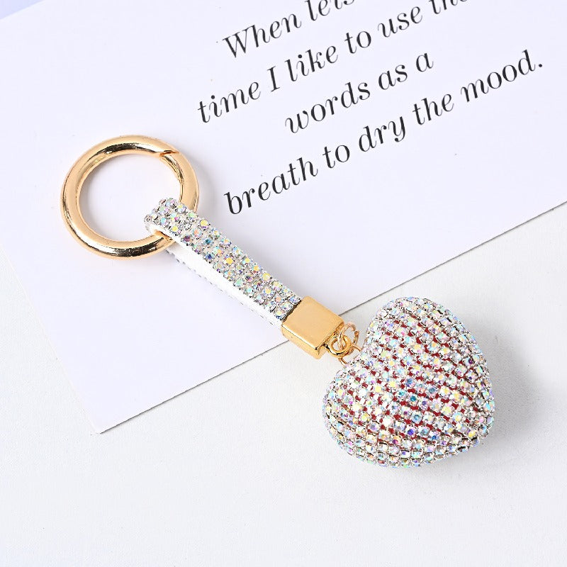 Diamond Encrusted Crystal Heart Keychain Alloy Multiple Colors 7