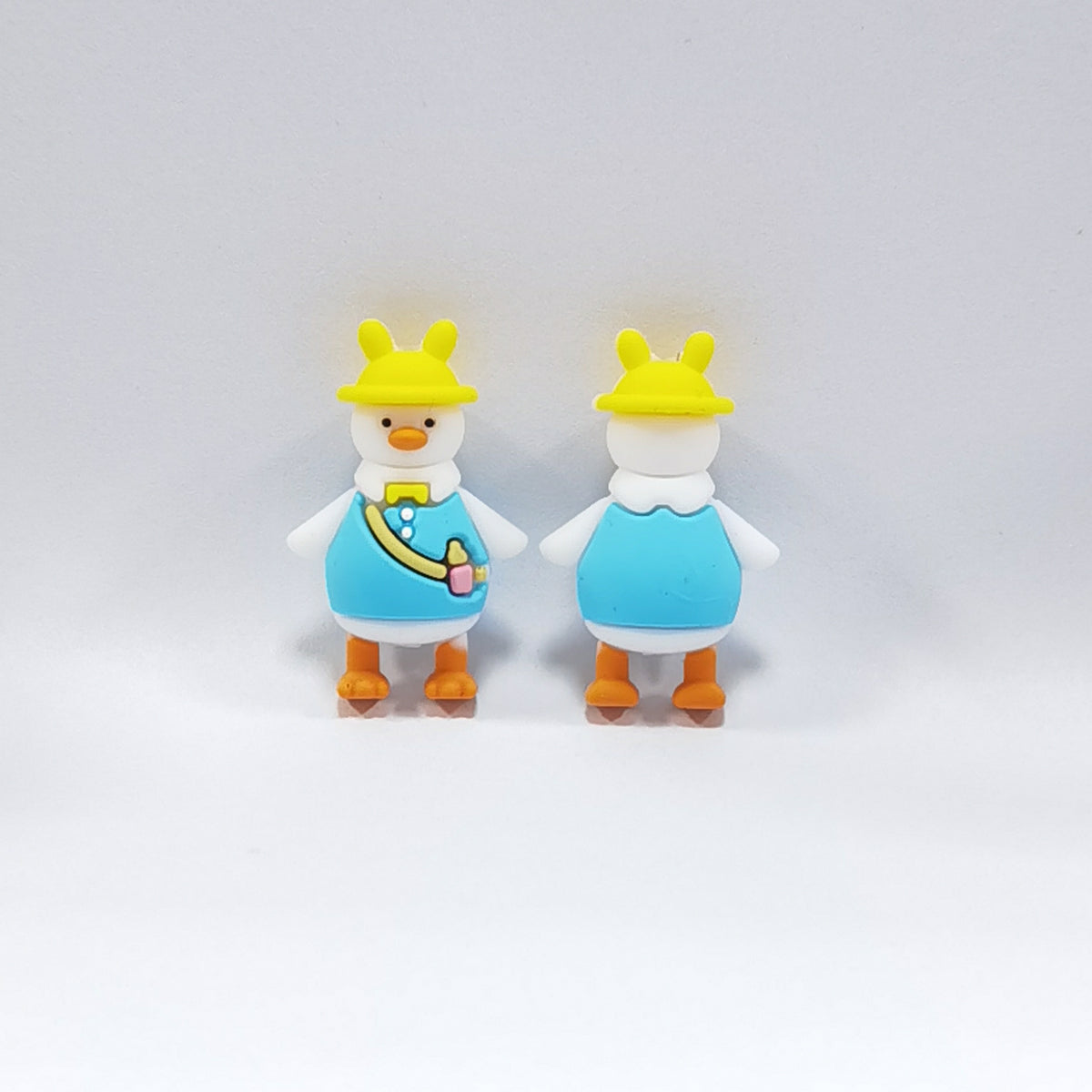 Silicone 3D Focal Beads Goose Blue Clothing Front View 20pcs