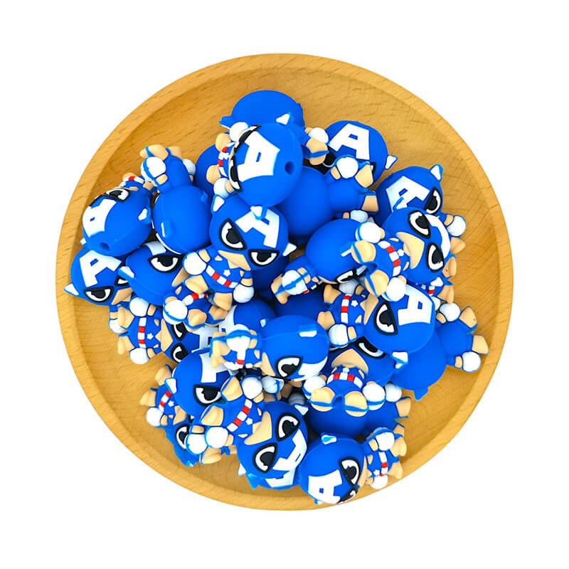 Silicone 3D Focal Beads Marvel Superhero Captain America Side Profile 2