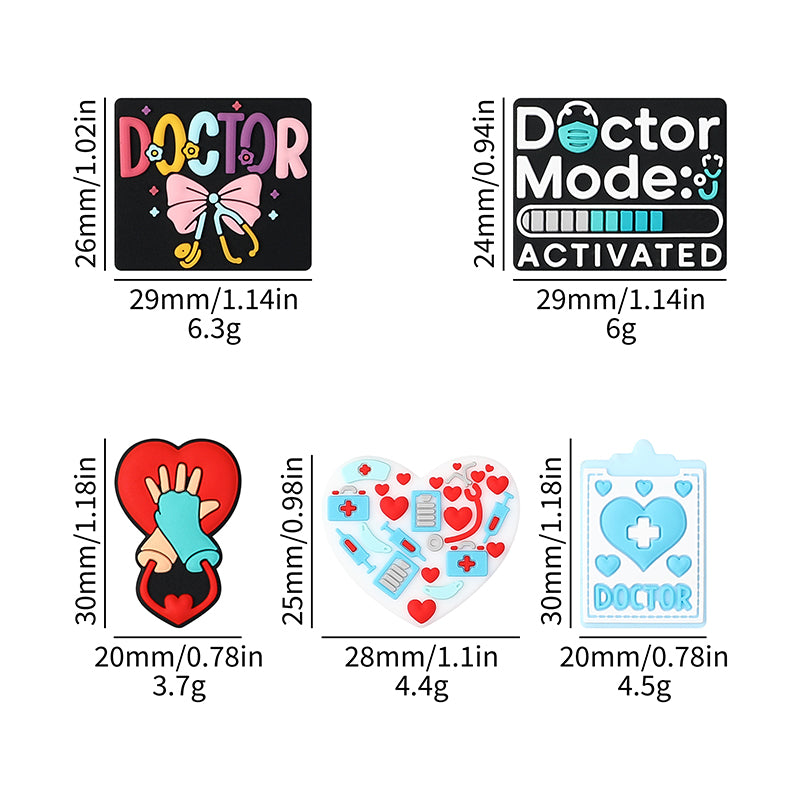 Silicone Focal Beads Doctor Medical Icons Bow Doctor 20pcs 9