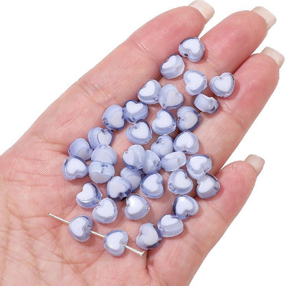 Makaron Heart Acrylic Beads 8x7mm Two Tone Translucent 60pcs 14