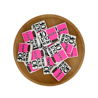Silicone Focal Beads FUCK Bottle Bright Pink and Purple Colors 20pcs 4