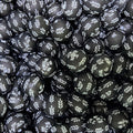 15mm Leaf Print Silicone Beads Charcoal Gray Matte Finish 50pcs