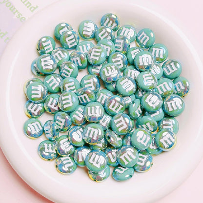 Glossy M Beans Acrylic Beads 14mm Colorful Candy 10pcs 7
