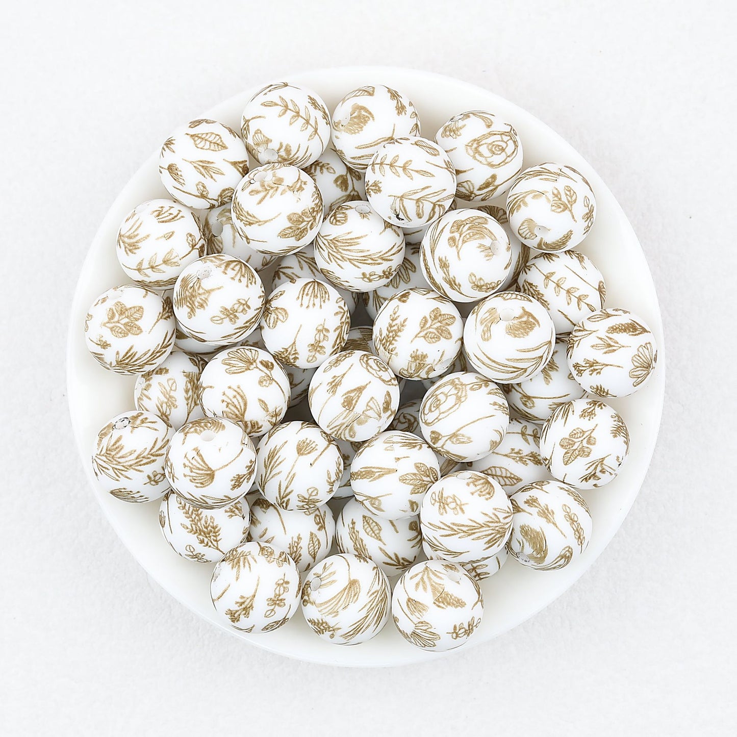 Colorful Floral Pattern 15mm Round Silicone Beads 50pcs - Flower 5